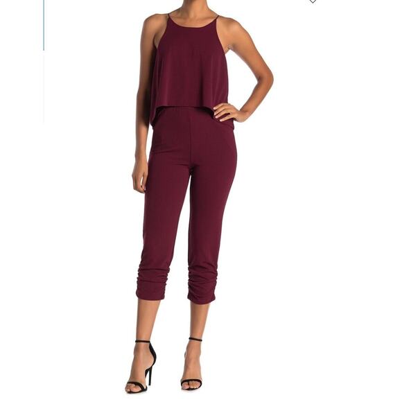 Love..Ady Women’s Jumpsuit Size 2x Burgundy Halter Sleeveless Festival Popover - Picture 1 of 4